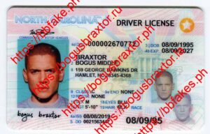 Bogus Braxtor Fake ID - North Carolina Fake ID