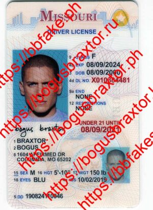 Bogus Braxtor Fake ID - Missouri Vertical Fake ID