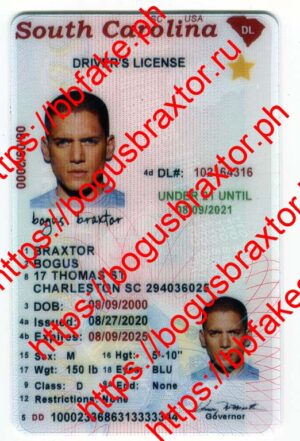 South Carolina Vertical Fake ID - Bogus Braxtor Fake ID