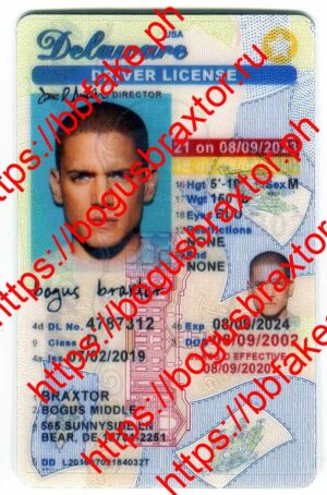 Bogus Braxtor Fake ID - Delaware Vertical Fake ID