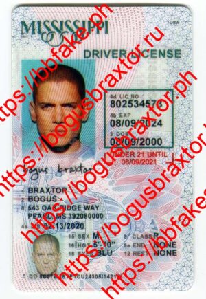 Bogus Braxtor Fake ID - Mississippi Vertical Fake ID